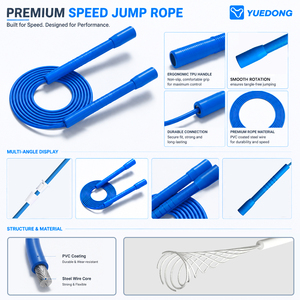 <span class=keywords><strong>Cuerda</strong></span> <span class=keywords><strong>de</strong></span> Saltar <span class=keywords><strong>de</strong></span> Velocidad con Mango Extra Largo <span class=keywords><strong>de</strong></span> 2 cm, Certificación CE, PVC <span class=keywords><strong>de</strong></span> 3 mm, Ajustable para Fitness y Cardio, Precio al por Mayor para Proveedores OEM - Product Image 2