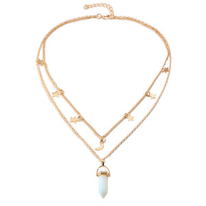 Collier en <span class=keywords><strong>diamant</strong></span> naturel et cristal pour femmes, motif de lien de lune étoile hexagonale <span class=keywords><strong>avec</strong></span> <span class=keywords><strong>pendentif</strong></span> en forme de balle point de guérison - Product Image 4