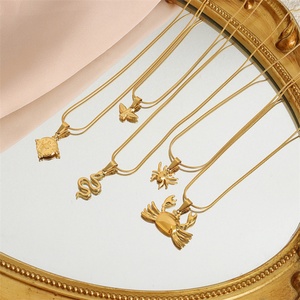 Custom Fine Stainless Steel Bee Snake Eye Seahorses Charms Accessories Gold Plated Animal Pendant <b>Necklace</b> - Product Image 2