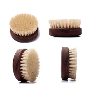 Wooden mens imported wooden round boar bristles beard brush