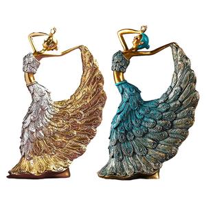 Oro pavone ballerino figurina elegante danza scultura in resina artigianale per la decorazione della casa - Product Image 2