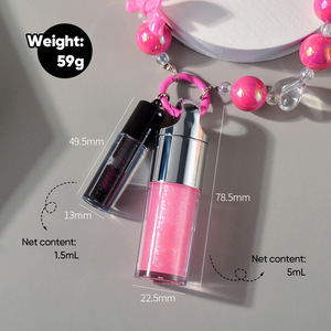 Gloss à lèvres avec pendentif bracelet perle, huile à lèvres changeante de couleur 5ml/1.5ml, brillant pour femmes - Product Image 4