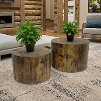 Ensemble 2 pièces de haute qualité Table à thé en bois MDF avec papier autocollant 3D pour une utilisation intérieure et extérieure dans la maison salon hôtel