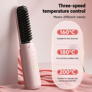 Cepillo Alisador de Cabello Inalámbrico Portátil Mini Recargable por USB, Plancha de Iones Negativos para Uso en Exteriores, Pantalla LED, Placa PTC - Product Image 3