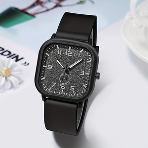 Orologio da Polso al Quarzo LP64 Luxe con Cassa Quadrata per Uomo, Quadrante Classico Semplice, Cinturino in Silicone, Verde Bianco Grigio Nero, Orologi Casual da Uomo - Product Image 1