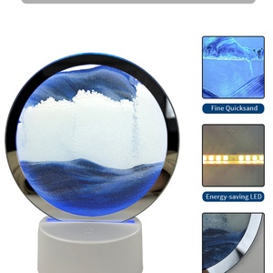 3D Dynamic Moving Sand Art Table Lamp LED Quicksand Painting Night Light Remote Control <b>Desk</b> Lamp Home Decor - Product Image 6