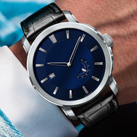 Montres automatiques en acier pour hommes, design et fabrication d'usine, avec calendrier et petite seconde, pour marque privée