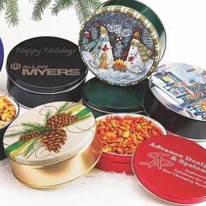 Boîtes à noix imprimées personnalisées Conteneur en métal pour biscuits et biscuits Boîtes à confiserie rondes pour stockage en gros - Product Image 3