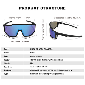 แว่นตากันแดดโพลาไรซ์ทรง OTG ยืดหยุ่นออกแบบได้เต็มกรอบสำหรับใส่ขี่จักรยานวิ่งและพิเคิลบอล - Product Image 4