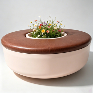 Banc-jardinière en PRV sur mesure, mobilier extérieur moderne, jardinière et banc combinés pour parc industriel - Product Image 6