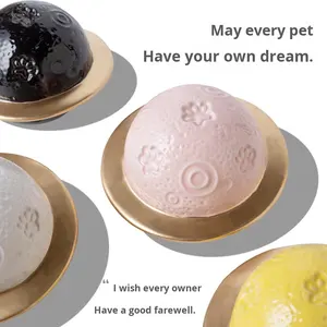 Moderne Luxe Milieuvriendelijke Keramische Goud-Omrande Bolvormige Hond Urn Kosmische Sterrenhemel Metgezel Toegankelijke Dood Herdenking - Product Image 2