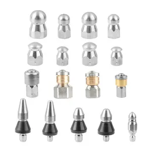 Stainless Steel Button Nose Jet Nozzle, Rotating Flat Jetting Nozzle, Drain Jet Hose Nozzle for Cleaning Sink Drain Pipe