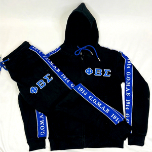 Custom made Phi Beta Sigma <b>Embroidery</b> Men Fleece Tracksuit | Wholesale Fraternity Embroidered High Custom Style Jogging suit - Product Image 1