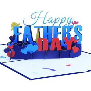 3D Pop Up Greeting Cards Fathers Day Holiday Wishes Card Happy Father Day Card