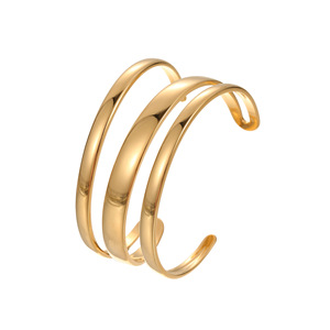 Doble capa de acero inoxidable chapado en oro de 18 quilates minimalista Simple para mujer para pulsera joyería de moda al por mayor brazalete en forma de luna - Product Image 6