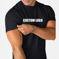 T-shirt de sport slim pour homme, logo personnalisé, mélange 95% coton 5% élasthanne, t-shirt de sport uni, coupe musclée