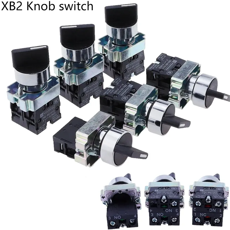 XB2-BD25 XB2-BD53 1NO/1NC 2NO 2/3 위치 순간 자체 리셋 래칭 자동 잠금 선택기 회전 스위치 푸시 버튼 스위치