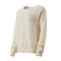 Pull-over en cachemire 100% pour femme, col rond, de haute qualité, personnalisé, uni, décontracté, luxueux, hiver, ivoire, tricoté à la machine, OEM ODM