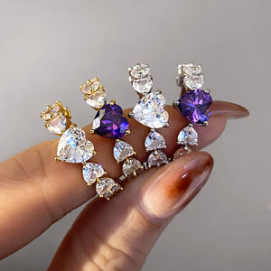 Bagues en Zircon Cubique en Forme de Cœur, Pierres Précieuses de Guérison, Vente Chaude en Gros d'Usine, Idéales pour Cadeau - Product Image 2