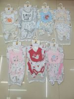 Pyjama bébé en coton doux antibactérien à cinq pièces, manches courtes, Harper, long, pour grimper, printemps été, nouveau-né