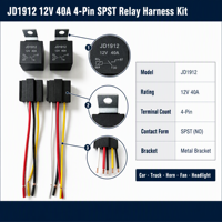 JD1912 12V 40A 4-Pin SPST Kfz-Relais mit Kabelbaum-Sockel Metallhalterung-Set für Auto LKW Hupe Lüfter Scheinwerfer