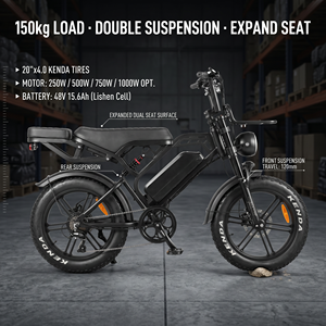 Vélo électrique V20 Pro au design italien vintage, pneus larges de 20 pouces, 48V, homologué CE, entrepôt UE Italie, sièges extensibles pour adultes - Product Image 1