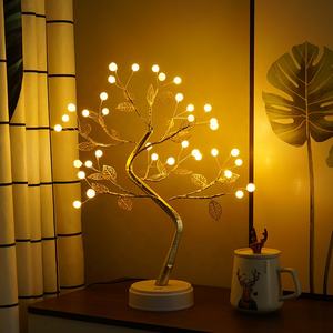 Lámpara de Mesa con Atmósfera Romántica, Centro de Mesa LED con Forma de Árbol Bonsái, Sensor Táctil, Cable de Cobre, con Hojas Doradas - Product Image 4