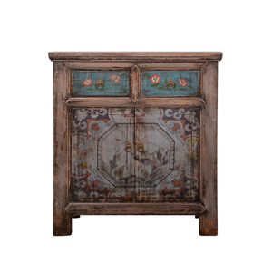 Cabinet de curiosités fait main Shabby Chic en bois massif en détresse rustique de reproduction orientale - Product Image 4