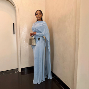 Abito da sera <span class=keywords><strong>lungo</strong></span> da donna in cashmere di lusso, modello A-line, estivo, <span class=keywords><strong>con</strong></span> bottoni e collo a <span class=keywords><strong>mezza</strong></span> collo, a maniche lunghe - Product Image 2
