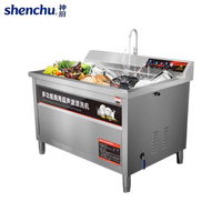 Commerciële automatische motor aangedreven fruit- en groentewasmachine met circulerend water en ozonsterilisatie voor kantines