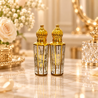 Flacons d'huiles essentielles de luxe 12 ml, flacons en verre vides de style arabe pour déodorant, sérum de soin de la peau, octogonaux mats, sérigraphiés