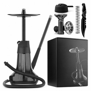 Cachimba Compacta de Acero Inoxidable con una Sola Manguera, Base de Vidrio Portátil, Set en Caja de Regalo para Bar, Salón, Hogar, Venta al por Mayor - Product Image 4