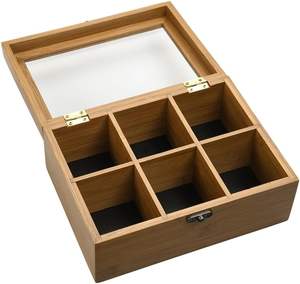 Houten Theedoos Met Magnetisch Scharnierend Deksel Thee Houten Doos Natuurlijke Bamboe Theedoos Opbergorganisator Met 8 Compartimenten - Product Image 5