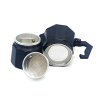 Cafetière Moka en aluminium octogonale noire, style italien, pour la préparation de l'espresso sur le poêle, pour la maison et la cuisine