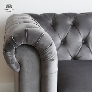 Sofa Nhung Chesterfield Tufted Phòng Khách Hiện Đại Rượu Vang Đỏ Xanh Xanh Xám Đen Vàng Bán Nóng Giường Ngủ - Product Image 5