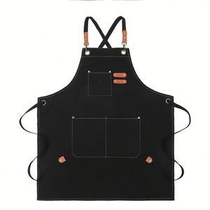 Delantal de Trabajo Impermeable de Lona con Tirantes Cruzados y Múltiples Bolsillos para Chef, Barbero, Carpintero, Artista - Product Image 1