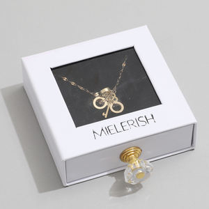 Caja de Joyería de Lujo con Cajón y Ventana de PVC, Logotipo Personalizado, Caja Extraíble para Collares, Pulseras, Pendientes y Anillos - Product Image 1