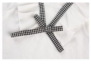 Nouveaux vêtements pour enfants en gros, mode indienne, ensemble haut sans manches en coton blanc avec nœud et short à carreaux pour fille - Product Image 4