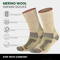 Chaussettes en laine mérinos thermiques respirantes pour hommes et femmes