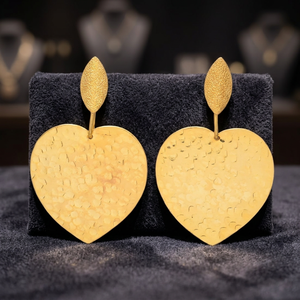 Pendientes Colgantes de Latón Hechos a Mano con Piedras Preciosas, Bañados en Rodio, Forma de Corazón, Estilo Bohemio, Unisex - Product Image 3