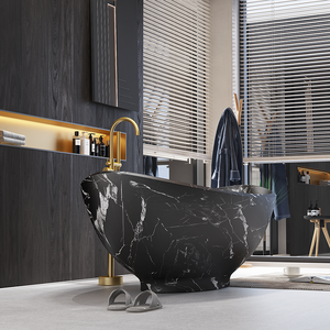 Baignoire en acrylique <span class=keywords><strong>de</strong></span> luxe pour <span class=keywords><strong>bain</strong></span> profond en intérieur, pierre artificielle, grande salle <span class=keywords><strong>de</strong></span> <span class=keywords><strong>bain</strong></span>, douche, baignoire autoportante surdimensionnée pour adultes - Product Image 2