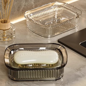 Porte-savon classique transparent en PE double couche, grande capacité, sans couvercle, drainable, pour salle de bain, fabriqué en Chine, pour étudiants - Product Image 1