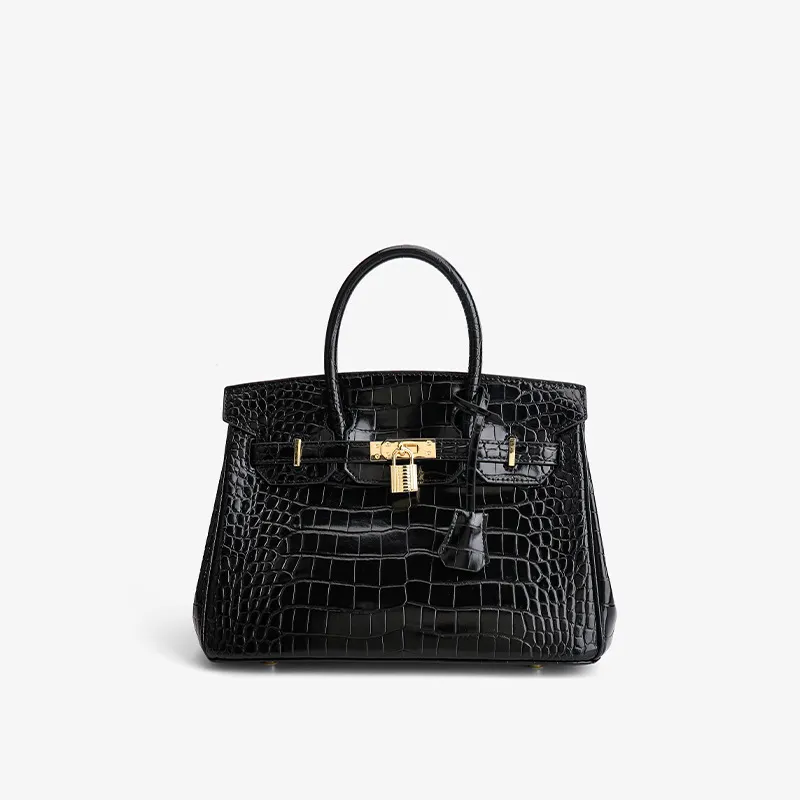 2023 Quality Luxury Black Handbag Crocodile Grain Leather Bags Ladies Fashion Tote Bags Women Purses and Handbags Women Hand Bag