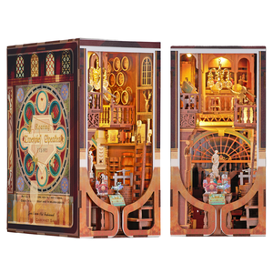 Minicity 3D - Maison de poupée en bois à monter soi-même - Bibliothèque miniature - Coin lecture style Roaring Twenties - Avec couvercle anti-poussière et éclairage - Product Image 1