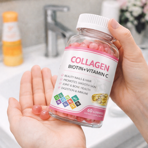 Gummies de collagène sans sucre à marque privée avec biotine et vitamine C, naturelles, à absorption rapide, prêtes pour l'<span class=keywords><strong>Amazon</strong></span>, pour femmes, riches en protéines, végétaliennes, certifiées ISO - Product Image 2