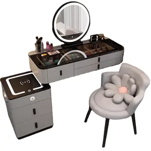 Offre spéciale, commode de chambre à coucher moderne, table de maquillage avec miroir pour chambre à coucher, coiffeuse intelligente en bois avec lumière LED