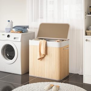 150L Foldable Bamboo <strong>Laundry</strong> Hamper with <strong>3</strong> <strong>Sections</strong> Removable Washable Lining Storage Bin <strong>Laundry</strong> <strong>Basket</strong> - Product Image 6