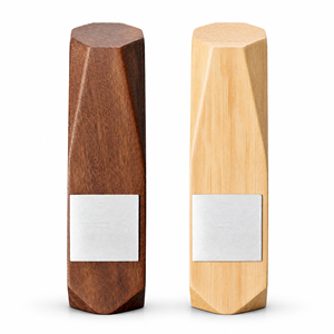 Trophée Personnalisé Employé de l'Année en Bois Massif et Aluminium Spatial Gravé au Laser, <span class=keywords><strong>Triple</strong></span> Zone, avec Colonne Carrée en Noyer - Product Image 1