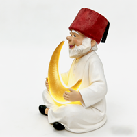 Décorations en résine, statues islamiques musulmanes, étoiles et lunes lumineuses, petites figurines du Ramadan