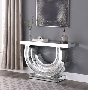 Table <span class=keywords><strong>console</strong></span> moderne de luxe <span class=keywords><strong>en</strong></span> diamant écrasé avec éclairage LED <span class=keywords><strong>en</strong></span> <span class=keywords><strong>verre</strong></span> et bois pour l'entrée, le salon ou la décoration d'un hôtel - Product Image 4